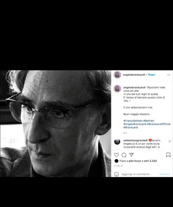 <p>Angelo Branduardi, un altro a cui certo non dispiace sperimentare, saluta Battiato con alcuni veresi de L&rsquo;ombra della luce, brano del 1991 dall&rsquo;album Come un cammello in una grondaia: "Riportami nelle zone pi&ugrave; alte/In uno dei tuoi regni di quiete/ &Egrave; tempo di lasciare questo ciclo di vite&hellip;" E non abbandonarci mai. Buon viaggio Maestro&rdquo;.</p>
