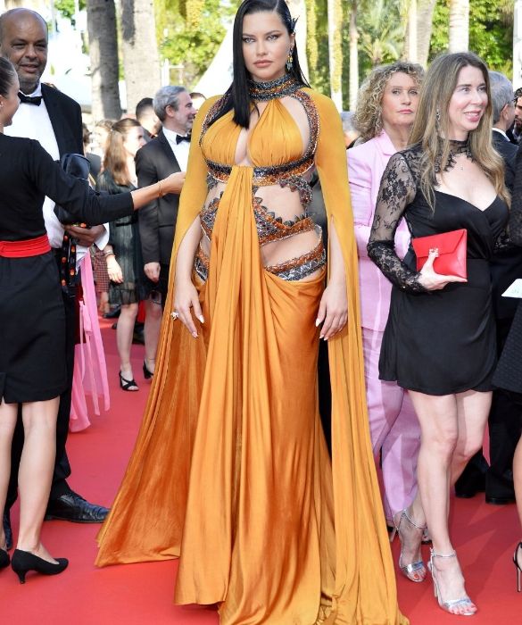 <p>C&rsquo;era proprio bisogno di un abito cos&igrave; esplicito per esprimere quale dea della fertilit&agrave; sia Adriana Lima? Risposta retorica: no. La sgraziata tunica color bronzo vorrebbe enfatizzare il pancione della modella in dolce attesa e la sua opulenza raggiante, risulta per&ograve; un&rsquo;architettura esageratamente arzigogolata, soprattutto per il red carpet di Cannes.</p>
