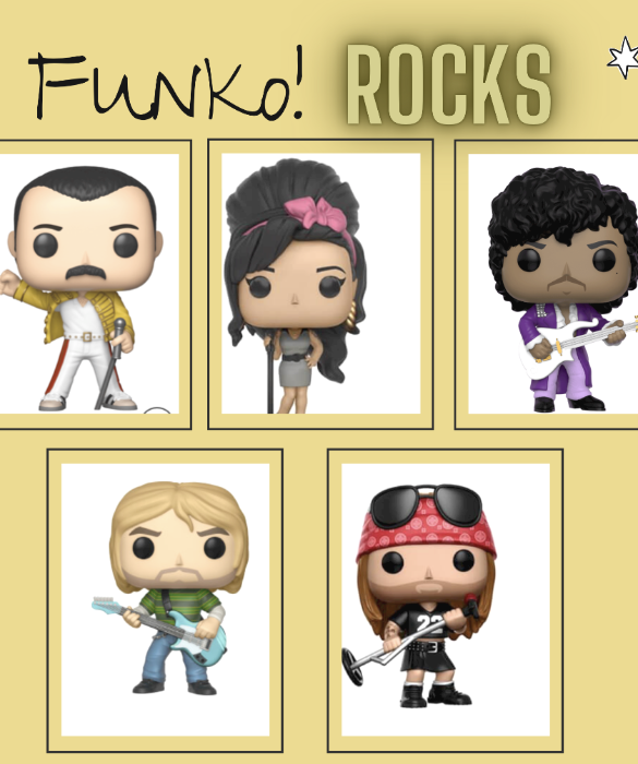 <p>I cantanti che hanno rivoluzionato il mondo, le rock band che hanno cambiato il modo di intendere la musica e i dischi, i performers che hanno incantato intere generazioni: Rocks &egrave; la linea di Funko Pop che rende omaggio alle voci pi&ugrave; celebri e amate della storia. Freddie Mercury nella sua inconfondibile giacca giallo brillante in stile militare, Prince, sua Maest&agrave; Viola, Sir Elton John nei suoi occhiali oversize e il potente stile di Amy Winehouse. Queste sono soltanto alcune delle icone che Funko ha deciso di celebrare attraverso le sue vinyl figure. Pi&ugrave; di recente sono stati inseriti nella linea anche gli artisti pi&ugrave; amati del panorama contemporaneo, come Justin Bieber, Ed Sheeran e Post Malone.</p>
