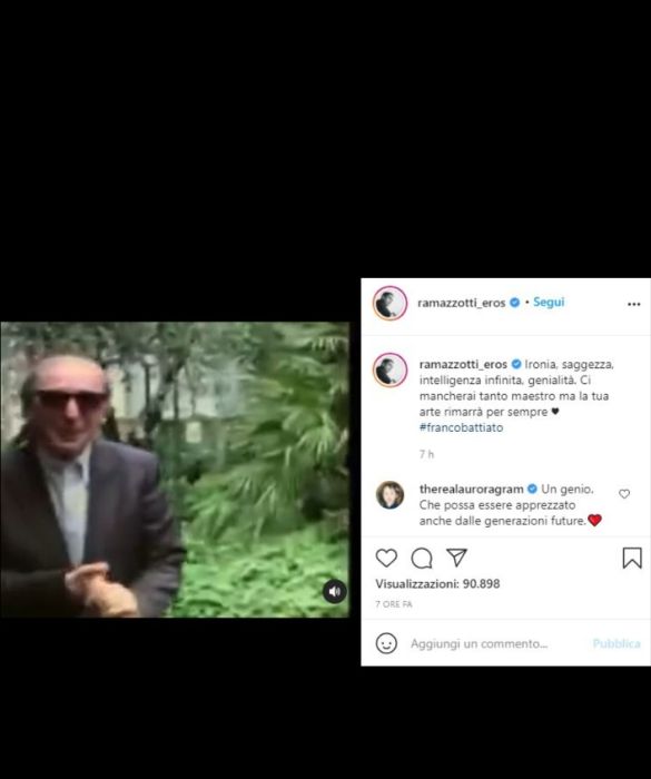 <p>&ldquo;Ironia, saggezza, intelligenza infinita, genialit&agrave;. Ci mancherai tanto maestro ma la tua arte rimarr&agrave; per sempre&rdquo;: queste le parole di Eros Ramazzotti, a cui risponde la figlia Aurora: &ldquo;Un genio. Che possa essere apprezzato anche dalle generazioni future&rdquo;.</p>
