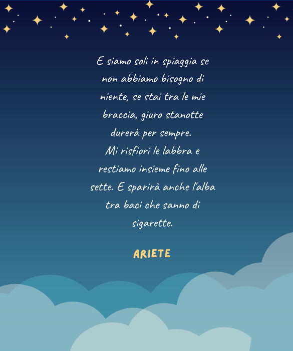 <p><em>L'ultima notte&nbsp;</em>&egrave; un concentrato di emozioni in perfetto stile Ariete, un racconto di fine estate in cui allegria e nostalgia si confondono l'una nell'altra.</p>
