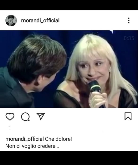 <p>Poche parole ma cariche di sofferenza: cos&igrave; <strong>Gianni Morandi</strong> ha salutato Raffaella Carr&agrave; sui suoi profili social. &ldquo;Che dolore! Non ci voglio credere&hellip;&rdquo;, ha scritto il cantante bolognese, postando un video in cui, assieme a Raffaella, intonava <em>Il mio canto libero</em> di Lucio Battisti.</p>
