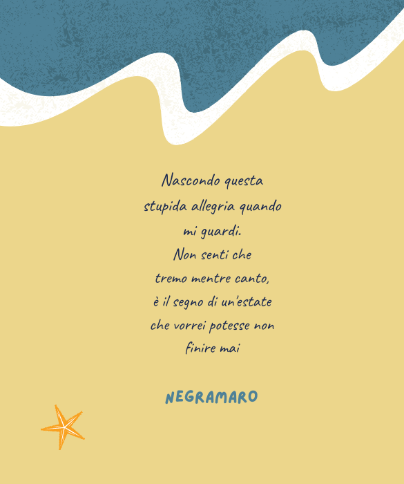 <p><em>Estate</em>&nbsp;dei Negramaro &egrave; un manifesto dei sentimenti contrastanti che caratterizzano l'estate, tra ragione e sentimento, un momento dell'anno che "<em>vorrei potesse non finire mai</em>".</p>
